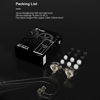 ND Venus Dynamic Driver HiFi IEM Box Content