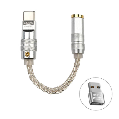 AUDIOCULAR D07 CX31993 Portable DAC Dongle with MAX97220 Amp, USB-C to 3.5mm adapter for high-res audio and headphone compatibility.