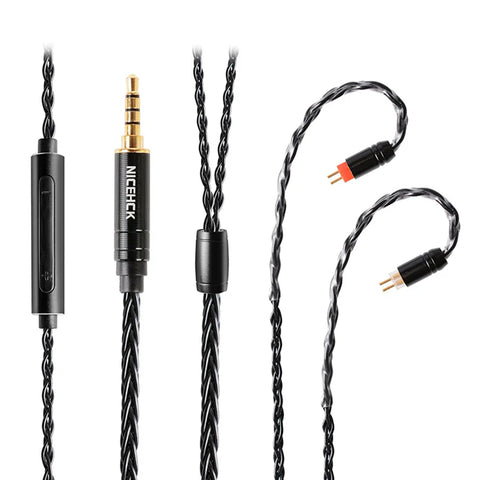 NiceHCK- BlackWheat 8-Core Silver-Plated Copper Upgrade Cable