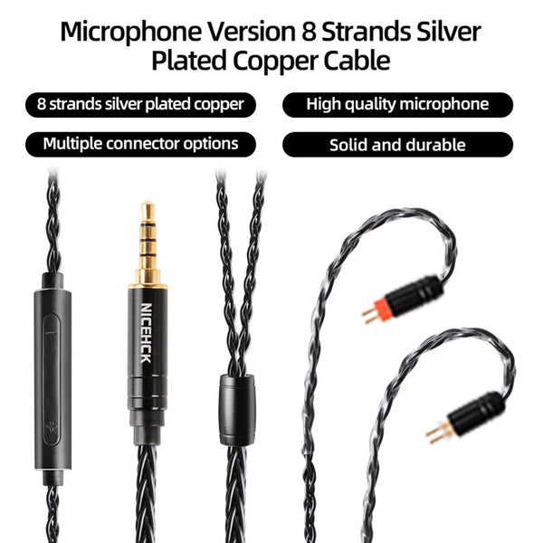 NiceHCK- BlackWheat 8-Core Silver-Plated Copper Upgrade Cable - 3