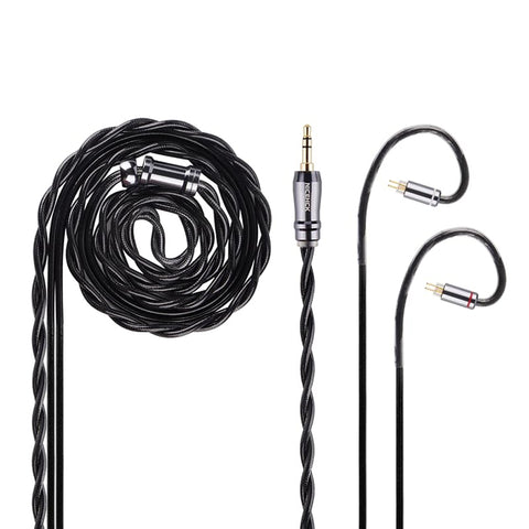 NICEHCK DuskAg Silver+OCC IEM upgrade cable with 3.5mm jack and 0.78mm 2-pin connectors for enhanced audio performance and durability.