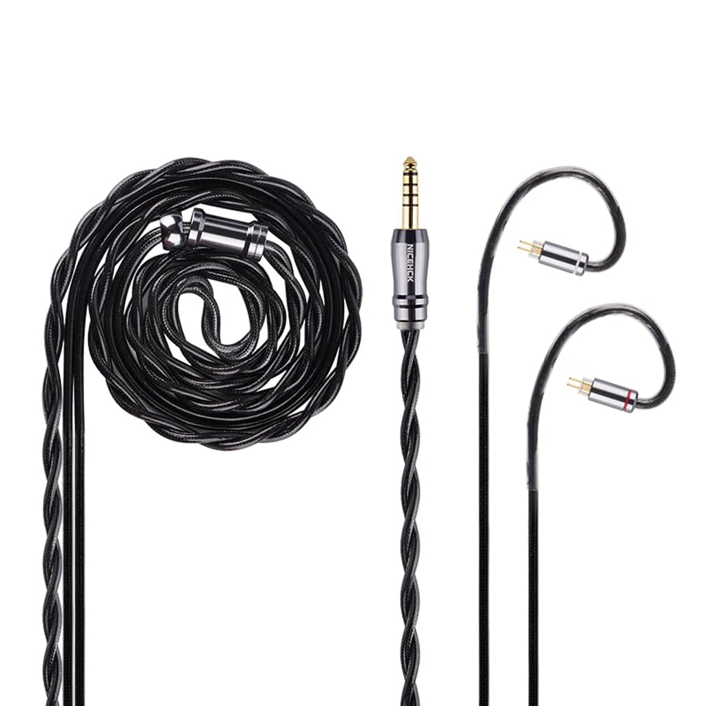 NICEHCK DuskAg Silver+OCC IEM upgrade cable with braided design and dual-pin connectors for audiophile-grade performance.
