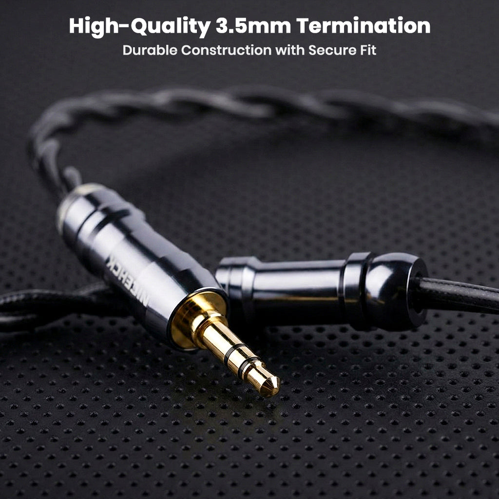 Durable 3.5mm termination on NICEHCK DuskAg IEM cable offering secure fit and high-quality audio signal transmission.