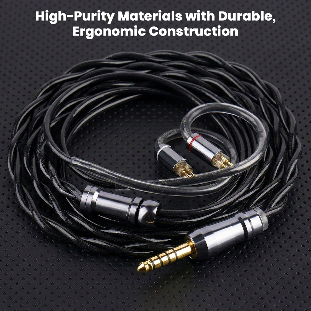 Coiled NICEHCK DuskAg IEM cable made from high-purity materials for ergonomic use and superior audio clarity.