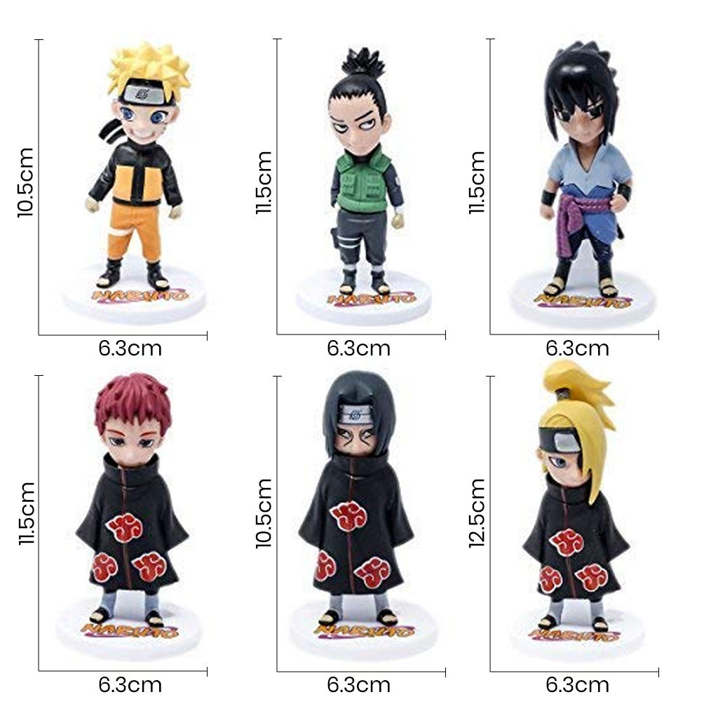 Anime Action Figures Naruto Chibi Figurines Set of 6 - 11.5cm Approx.
