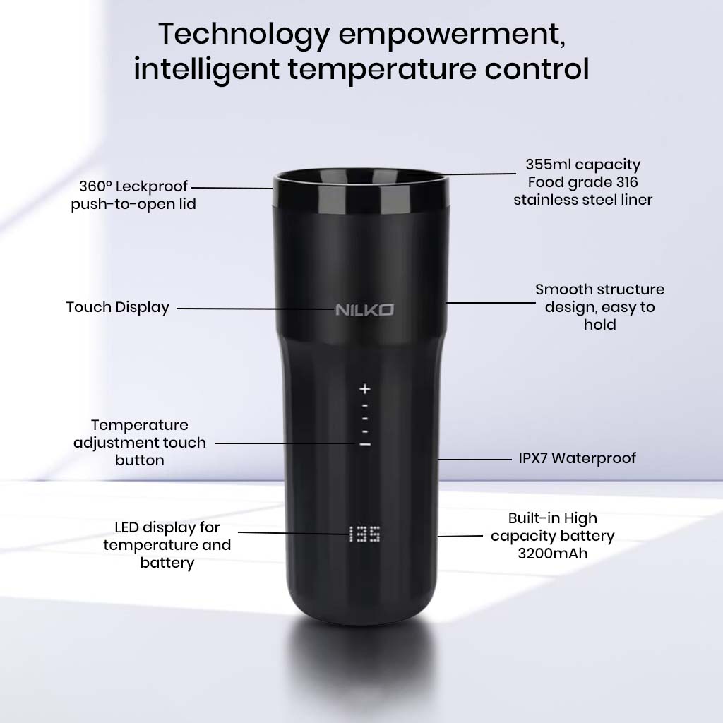 NiLKO N1 Pro 355ml Temperature Control Smart Travel Mug with LED Display