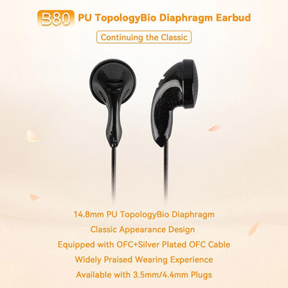 NiceHCK B80 Flathead Wired Earphones with 14.8mm Dynamic Driver and PU TopologyBio Diaphragm