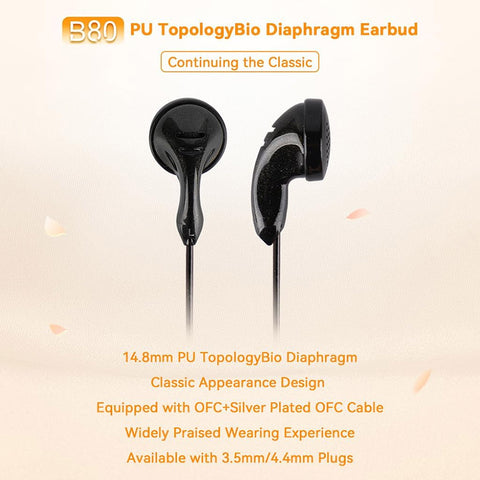 NiceHCK B80 Flathead Wired Earphones with 14.8mm Dynamic Driver and PU TopologyBio Diaphragm