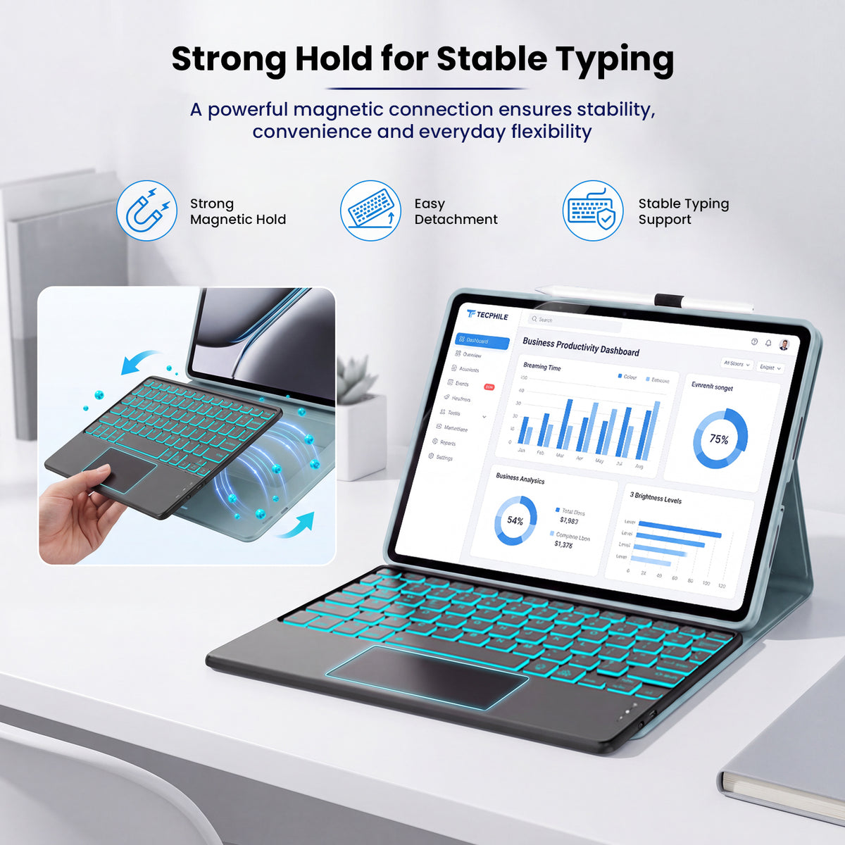 OP121 Keyboard Case for OnePlus Pad 2/ Pad Pro/Oppo Pad 3 Pro 12.1-inch