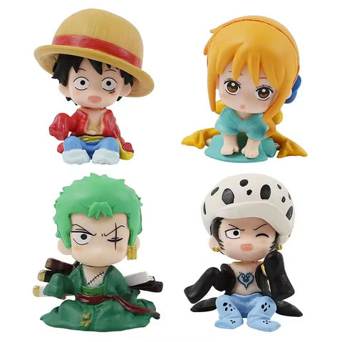 One Piece Anime Action Figures Set of 4 Luffy Zoro Nami Gasha