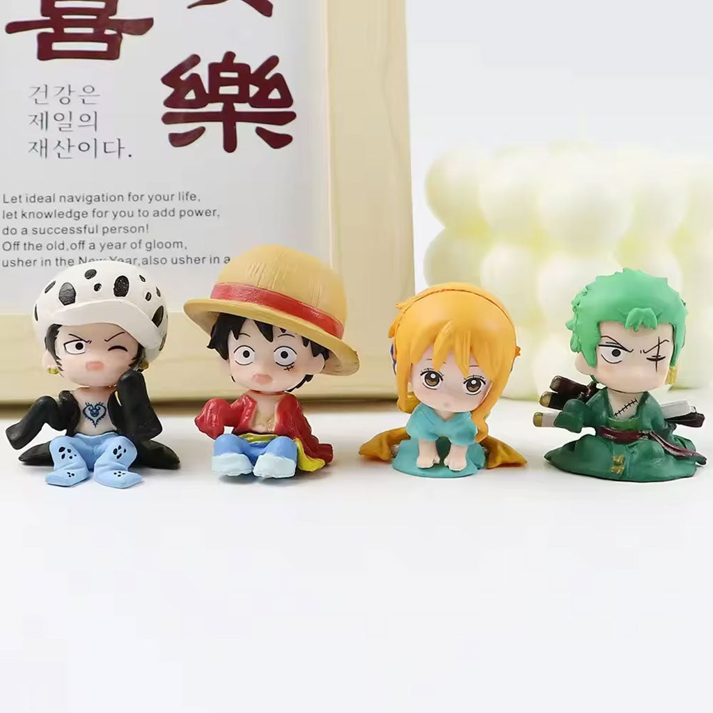 One Piece Anime Action Figures Set of 4 Luffy Zoro Nami Gasha 2