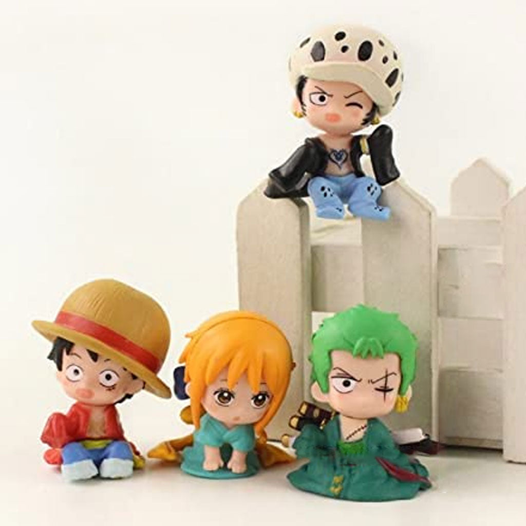 One Piece Anime Action Figures Set of 4 Luffy Zoro Nami Gasha pose