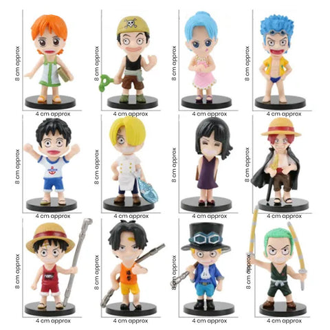 One Piece Set of 12 Figurines Anime Action Figures size