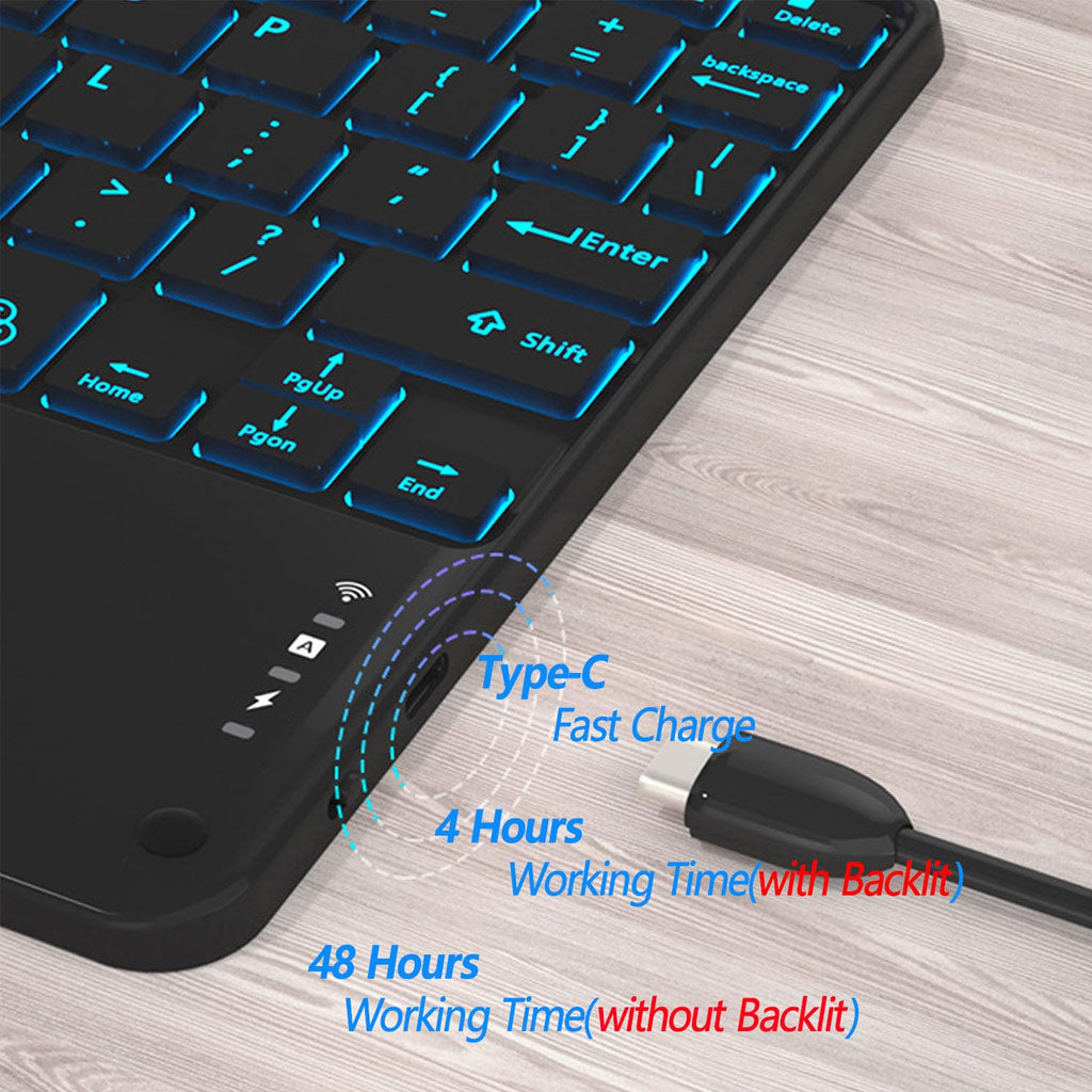 P610T Keyboard Case for Samsung Galaxy Tab S6 Lite 10.4" 2024 Type C Charging