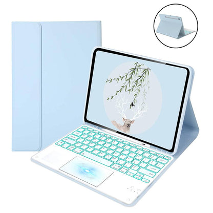 Blue keyboard case for Samsung Galaxy Tab S9 Plus 12.4 inch with detachable backlit keyboard and touchpad.