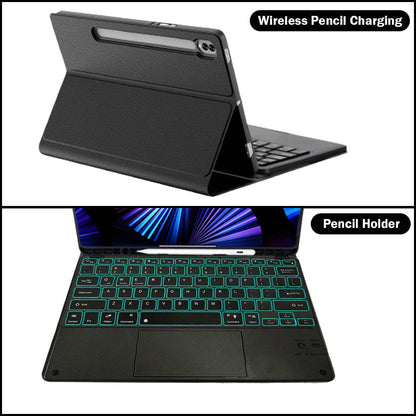 Samsung Galaxy Tab S9 Plus 12.4 inch keyboard case with wireless pencil charging and built-in pencil holder in black.