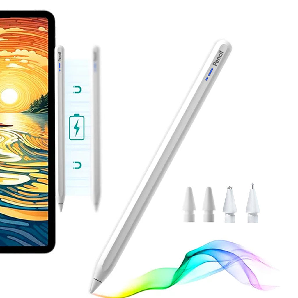 TECPHILE BP20 Pro Stylus Pen Pencil for iPad with magnetic charging, extra nibs, and sleek white design for iPad Pro, Air, and Mini models.