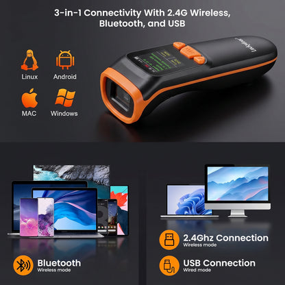 LUCKYDOOR K-82 1D & 2D Portable Wireless Barcode Scanner for iOS PC POS