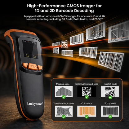 LUCKYDOOR K-82 1D & 2D Portable Wireless Barcode Scanner for iOS PC POS