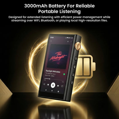 Portable digital audio player with 300mAh battery and touchscreen interface