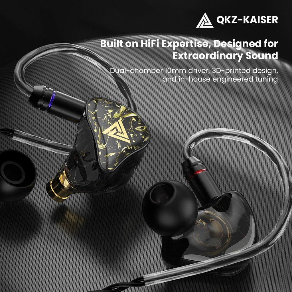 QKZ - Kaiser 10mm Dual Dynamic Driver HiFi In-Ear Monitor Earphones