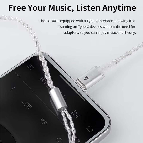 QKZ - TC100 IEM to USB Type-C Audio Cable with Inline HD Microphone - 6