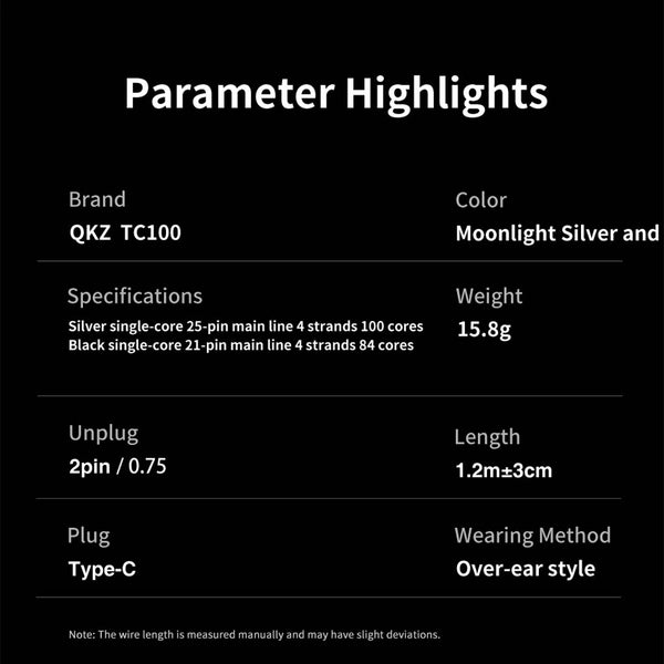 QKZ - TC100 IEM to USB Type-C Audio Cable with Inline HD Microphone - 10