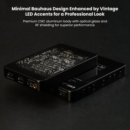 Close-up of Questyle Sigma DAC circuit board with technical specifications