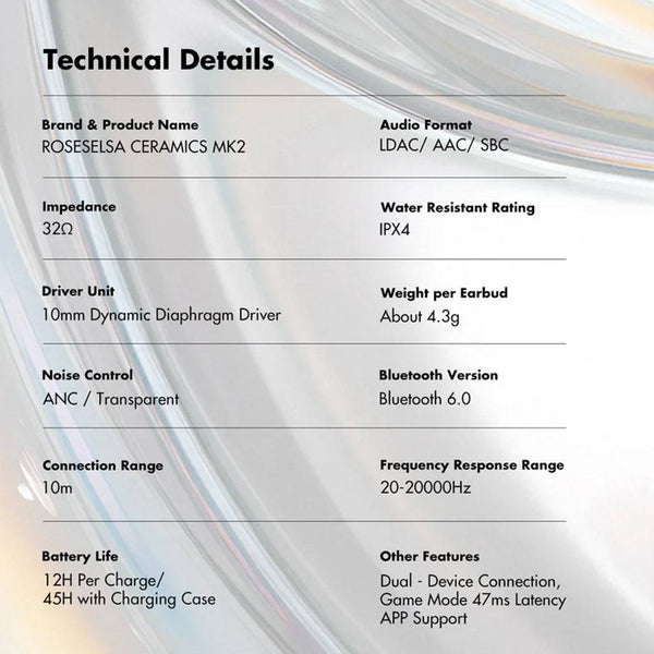 ROSESELSA CERAMICS MK2 LDAC ANC True Wireless Earbuds - 9