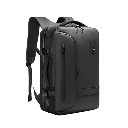 RZTX Airpack Travel Vacuum Backpack Laptop Bag for Men in sleek black design, expandable from 22L to 45L, ideal for business and travel use.