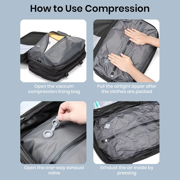 TECPHILE - 8081 Airpack Travel Vacuum Backpack Laptop Bag for Men 22L-45L Expandable - 2