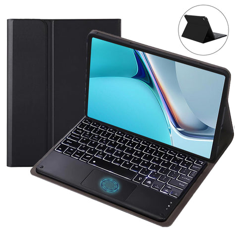 TECPHILE RY812 Keyboard Case for Honor Pad 8 12 inch with wireless keyboard, multi-touch trackpad, and 7-color backlit. Protective folio cover included.