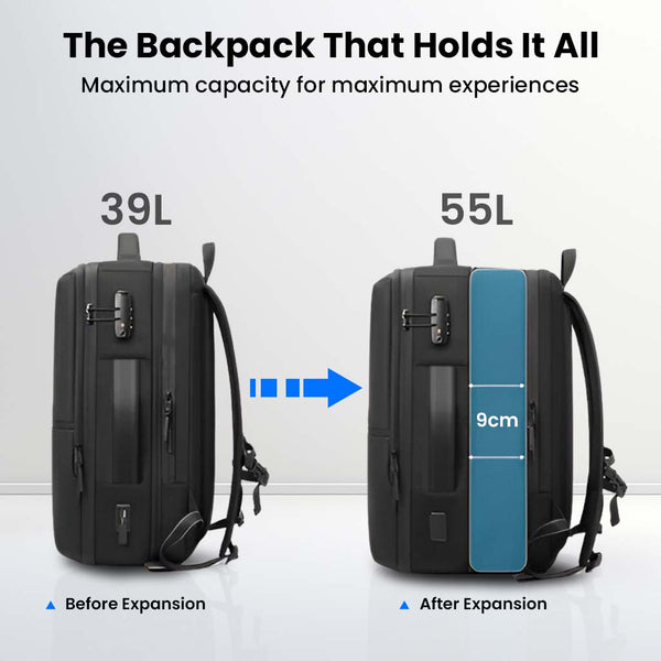 RZTX - Smart Airpack Vacuum Compression Travel Backpack 39-55L Expandable - 3