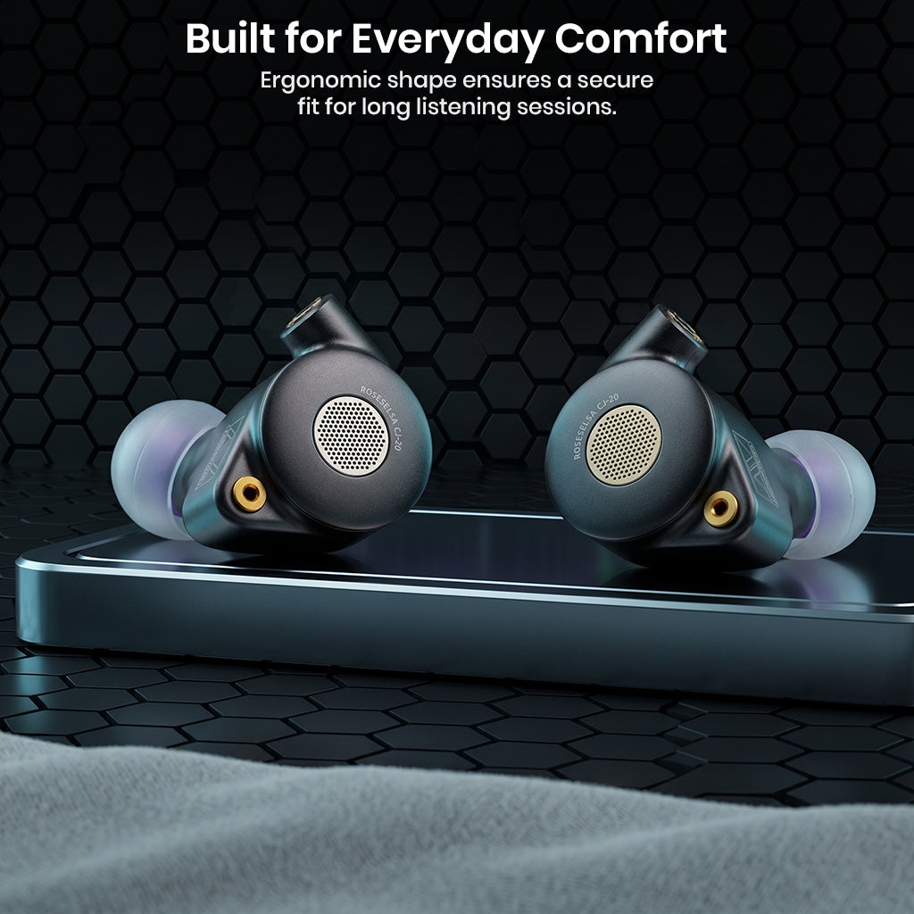 High-quality in-ear monitors with interchangeable ear tips for comfort and sound customization