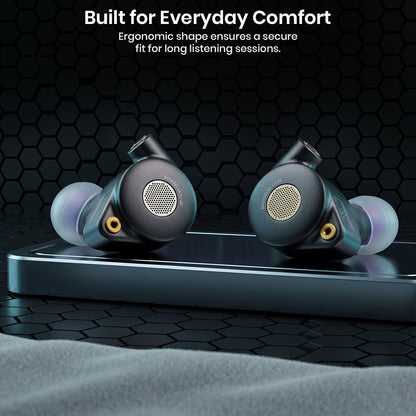 High-quality in-ear monitors with interchangeable ear tips for comfort and sound customization
