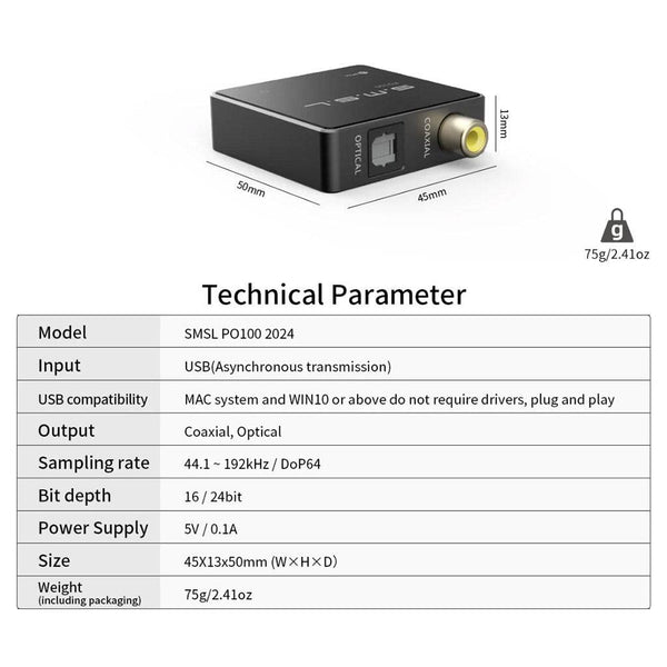 S.M.S.L – PO100 2024 Compact USB Digital Audio Interface - 15