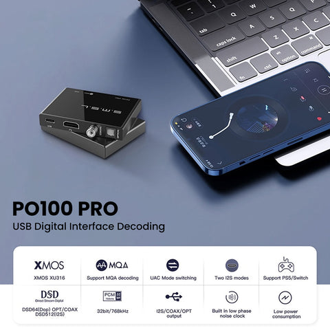 S.M.S.L PO100 Pro USB audio interface with smartphone and laptop