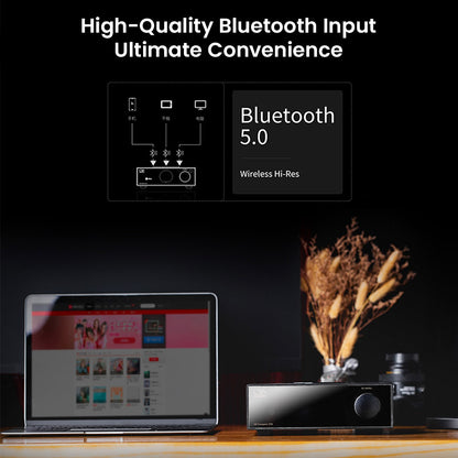 SHANLING ET3 CD Player supports Bluetooth 5.0 for high-quality wireless Hi-Res audio input from multiple devices for seamless integration.