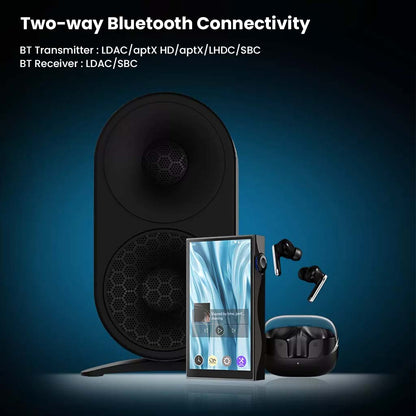 SHANLING M3 Plus supports two-way Bluetooth with LDAC, aptX HD, LHDC, and SBC for high-quality wireless audio transmission and reception.