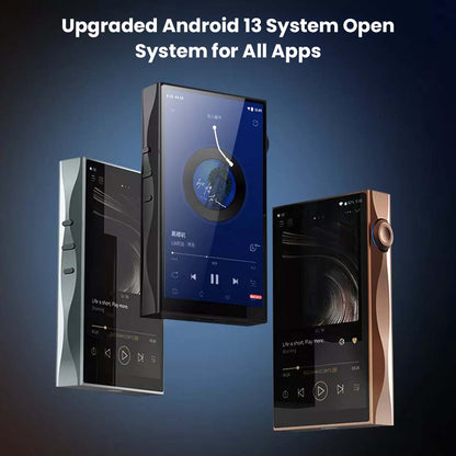 SHANLING M3 Plus runs on upgraded Android 13 OS, offering open app compatibility and a smooth user interface for audio streaming.
