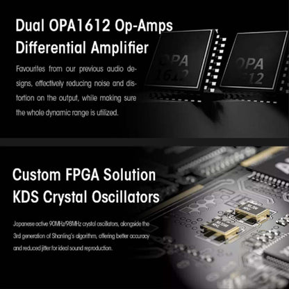 SHANLING M3 Plus features dual OPA1612 op-amps and custom FPGA with KDS crystal oscillators for reduced distortion and accurate playback.