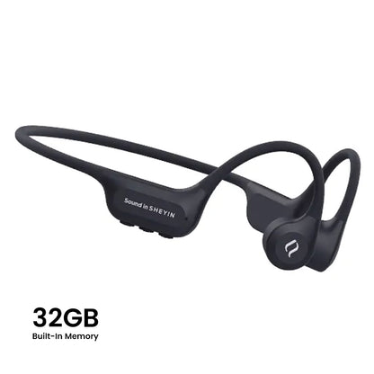 SHEYIN X7 Air IPX8 swimming bone conduction Bluetooth headphones in black with 32GB built-in memory, ideal for waterproof audio performance.