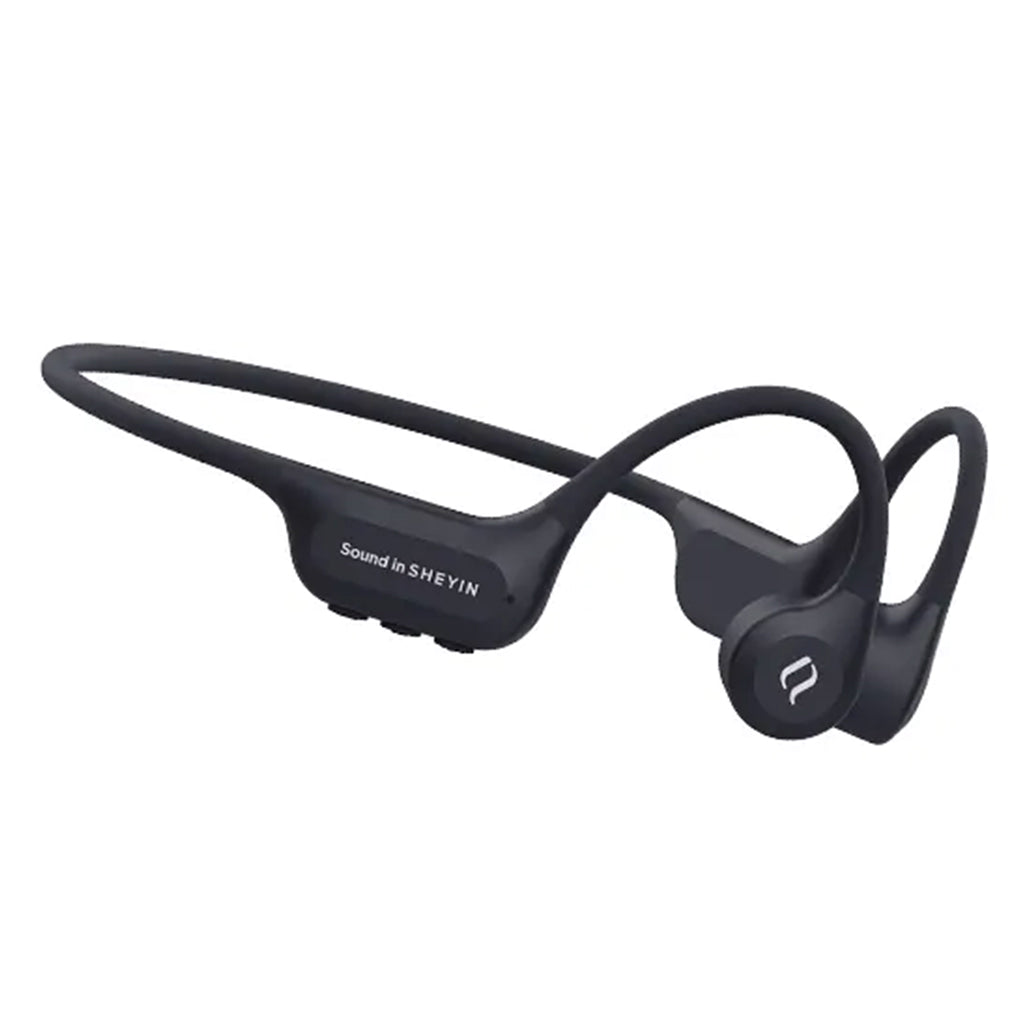 Black SHEYIN X7 Air IPX8 bone conduction Bluetooth headphones designed for swimmers and athletes, offering secure fit and waterproof durability.