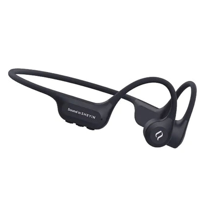 Black SHEYIN X7 Air IPX8 bone conduction Bluetooth headphones designed for swimmers and athletes, offering secure fit and waterproof durability.