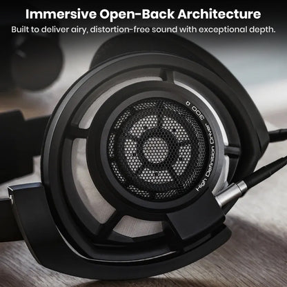 Sennheiser HD 800 S headphones featuring immersive open-back architecture for airy, distortion-free sound with exceptional depth.