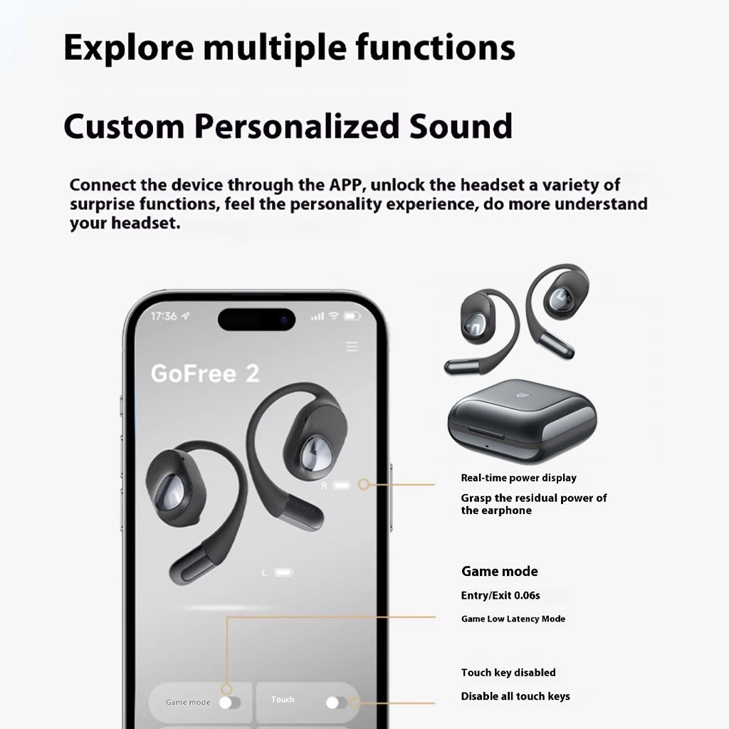 SoundPEATS - Gofree 2+ Wireless Open Ear Earbuds True Wireless