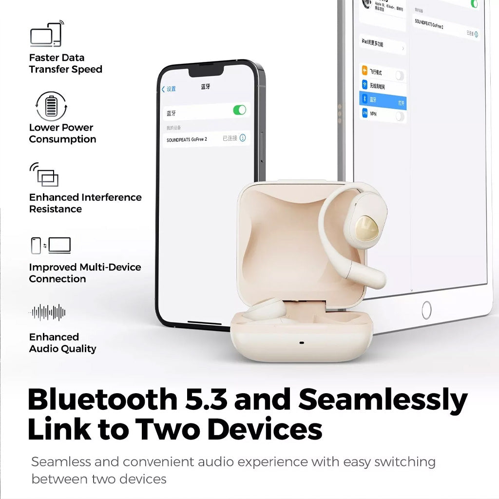 SoundPEATS - Gofree 2+ Wireless Open Ear Earbuds True Wireless