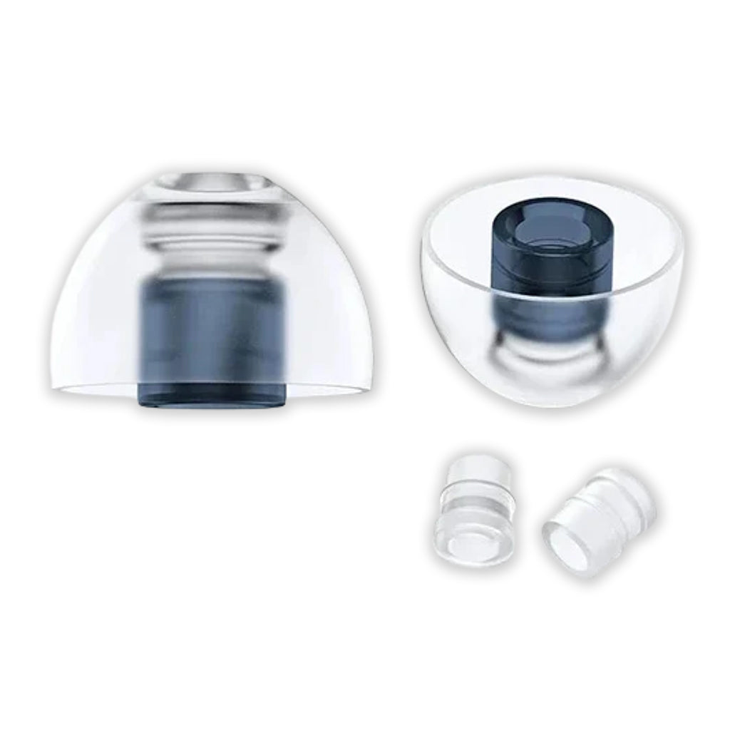 SpinFit Neo Eartips with medium-sized silicone tips and adapters, enhancing bass and reducing ear pressure for IEMs.