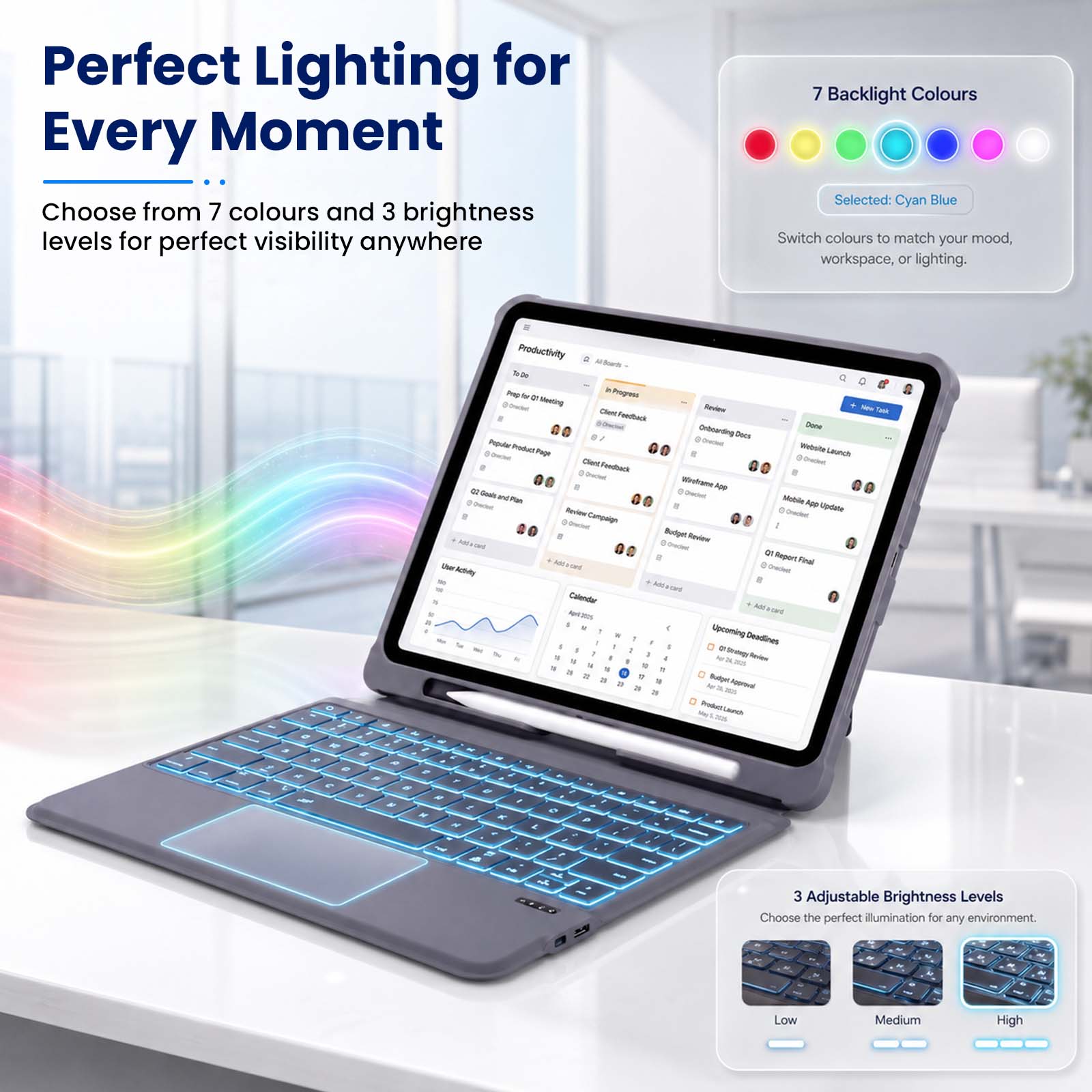T5510D Smart Keyboard Case for iPad Pro 13 inch M5, M4 with Touchpad