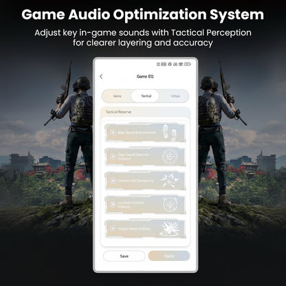 Game audio optimization system interface with tactical sound settings